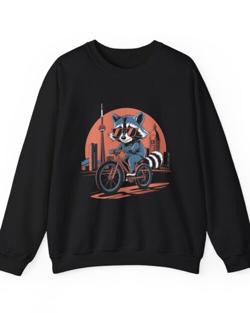 Toronto Urban Biking Raccoon – Unisex Heavy Blend™ Crewneck Sweatshirt