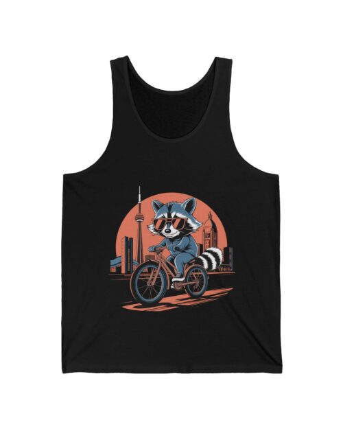 Toronto Urban Biking Raccoon – Unisex Jersey Tank