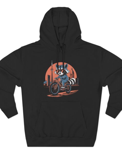 Toronto Urban Biking Raccoon – Three-Panel Fleece Hoodie