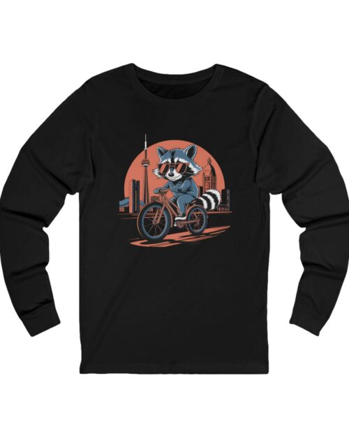 Toronto Urban Biking Raccoon – Unisex Jersey Long Sleeve Tee