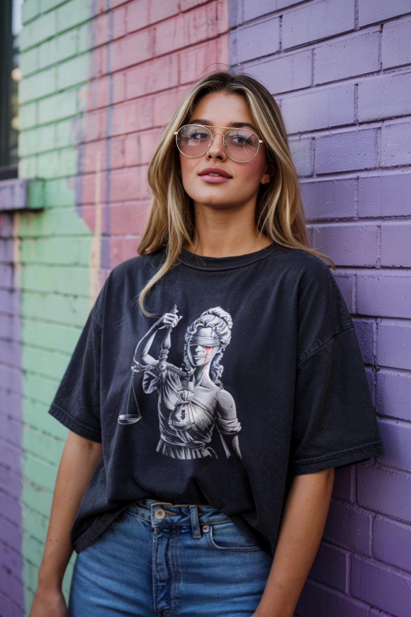 Model wearing a Cultural Alchemy collection tee